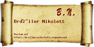 Brüller Nikolett névjegykártya